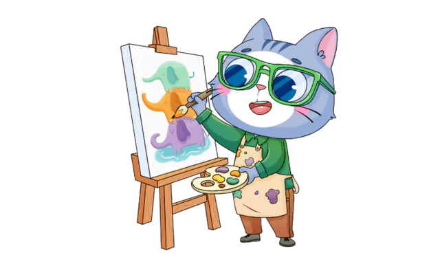illustration chat peintre micro crèche Montessori charleville illustration chat peintre micro crèche Montessori charleville